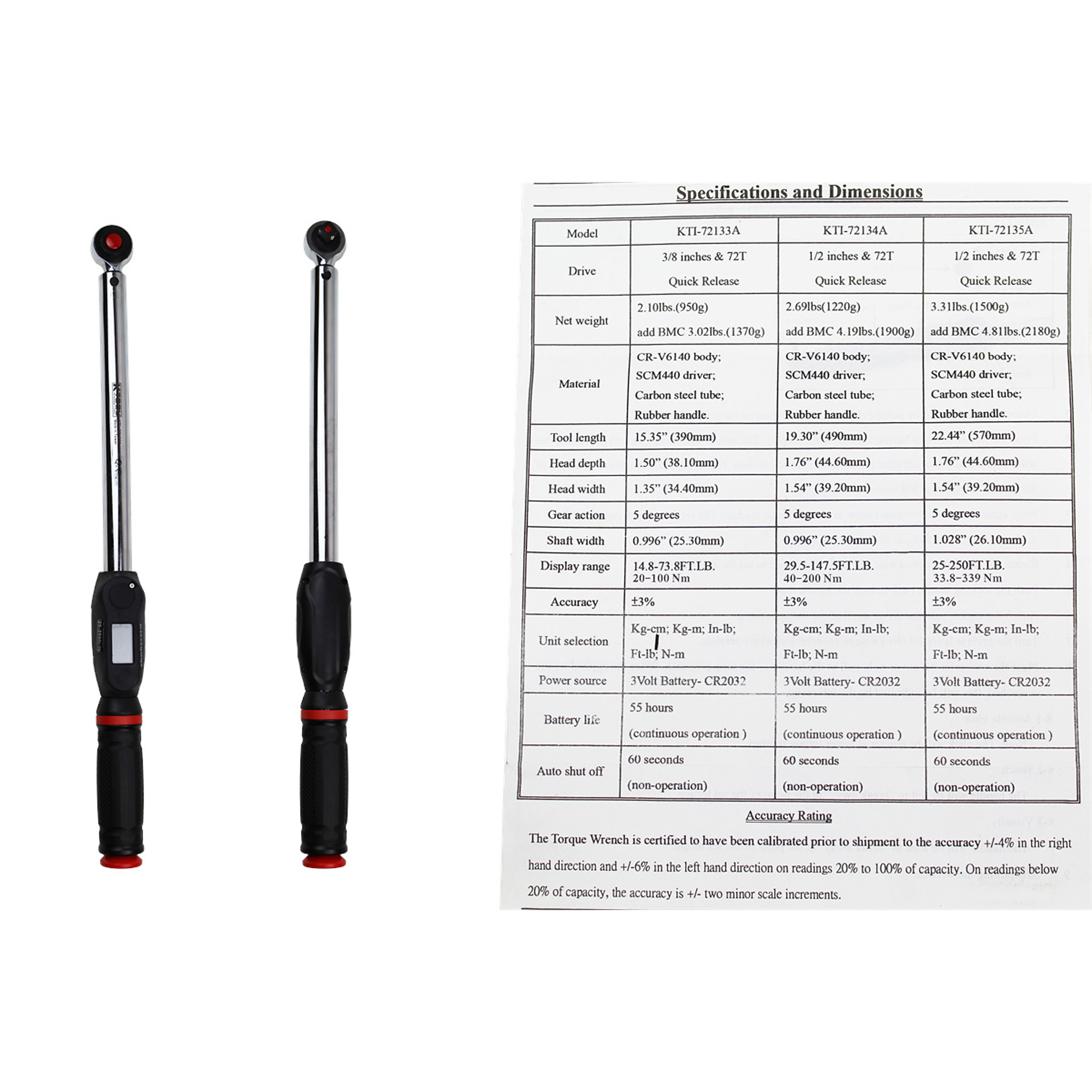 K-Tool International Digital Torque Wrench — 1/2in. Drive, 25–250 ft./lbs., Model# KTI72135A